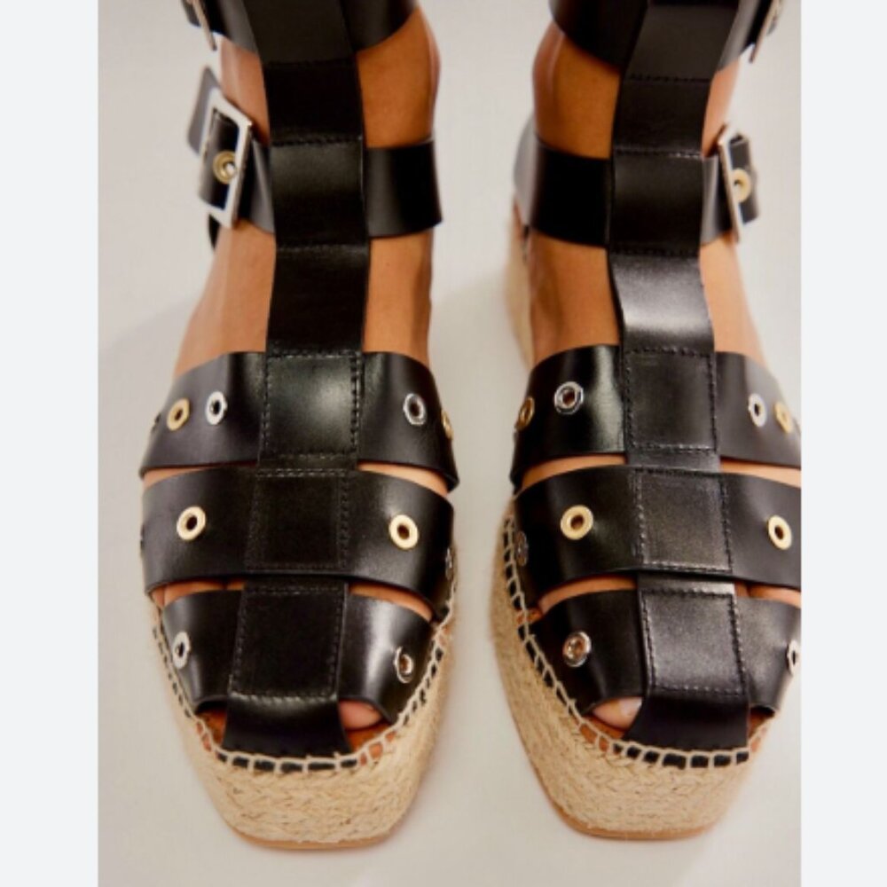 new FREE PEOPLE Gable Leather Gladiator Espadrille Sandals (251) - Picture 5 of 7